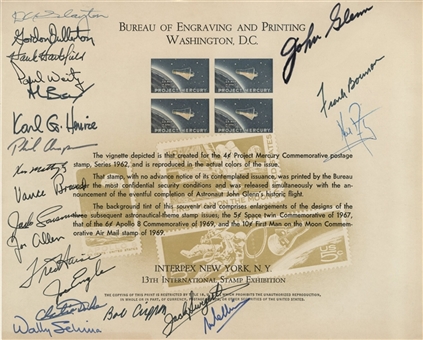 Project Mercury Souvenir Card Signed by 20 Astronauts Including Neil Armstrong and John Glenn (University Archives and Zarelli Space LOA) 